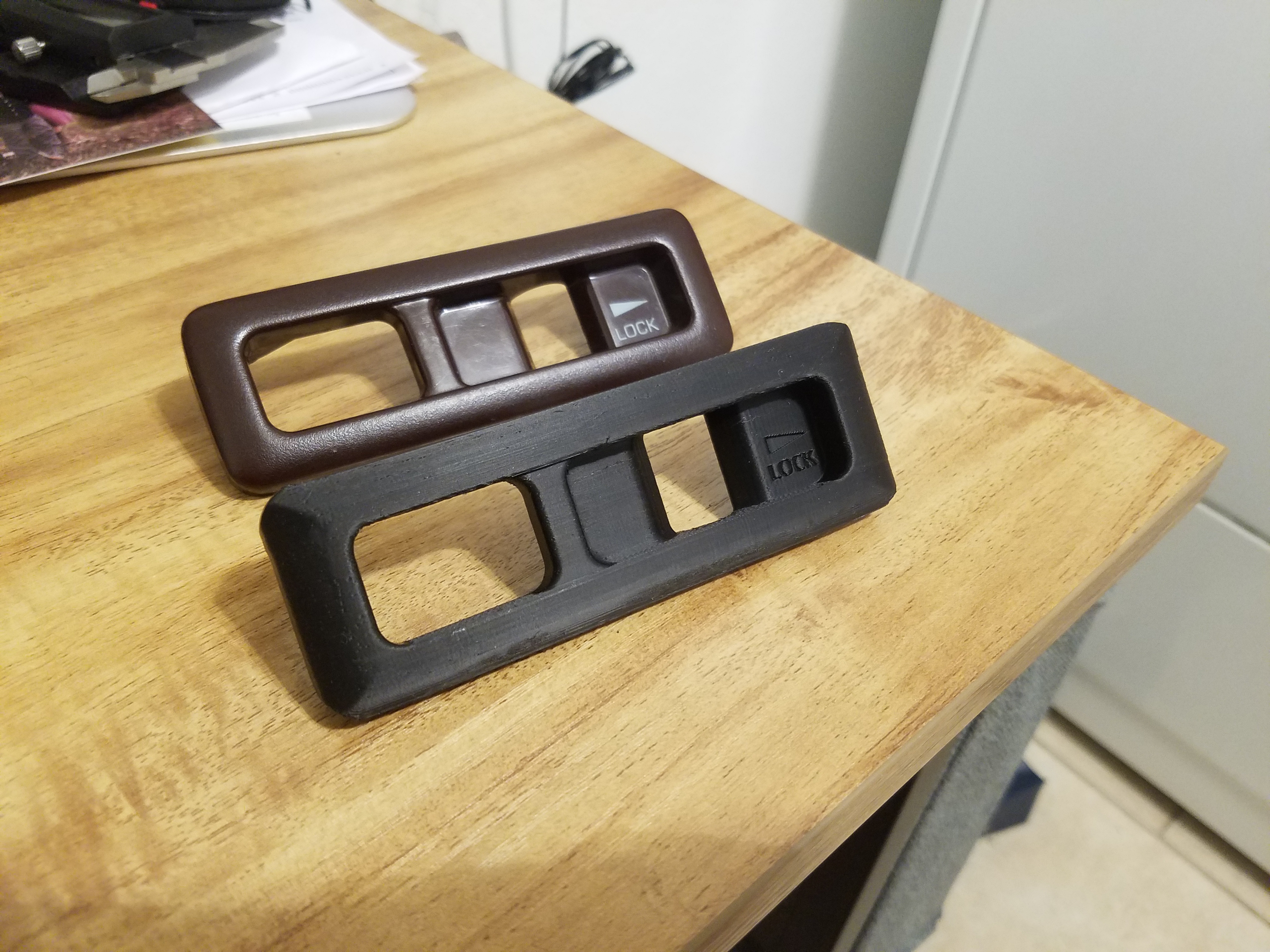 Replica of Toyota part 69762-14910 - Door Lock Knob Bezel for a MK3 Supra.