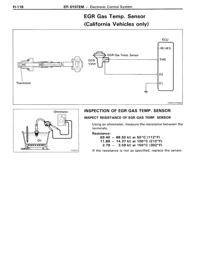 EGR Gas Temp. Sensor (California Vehicles only)