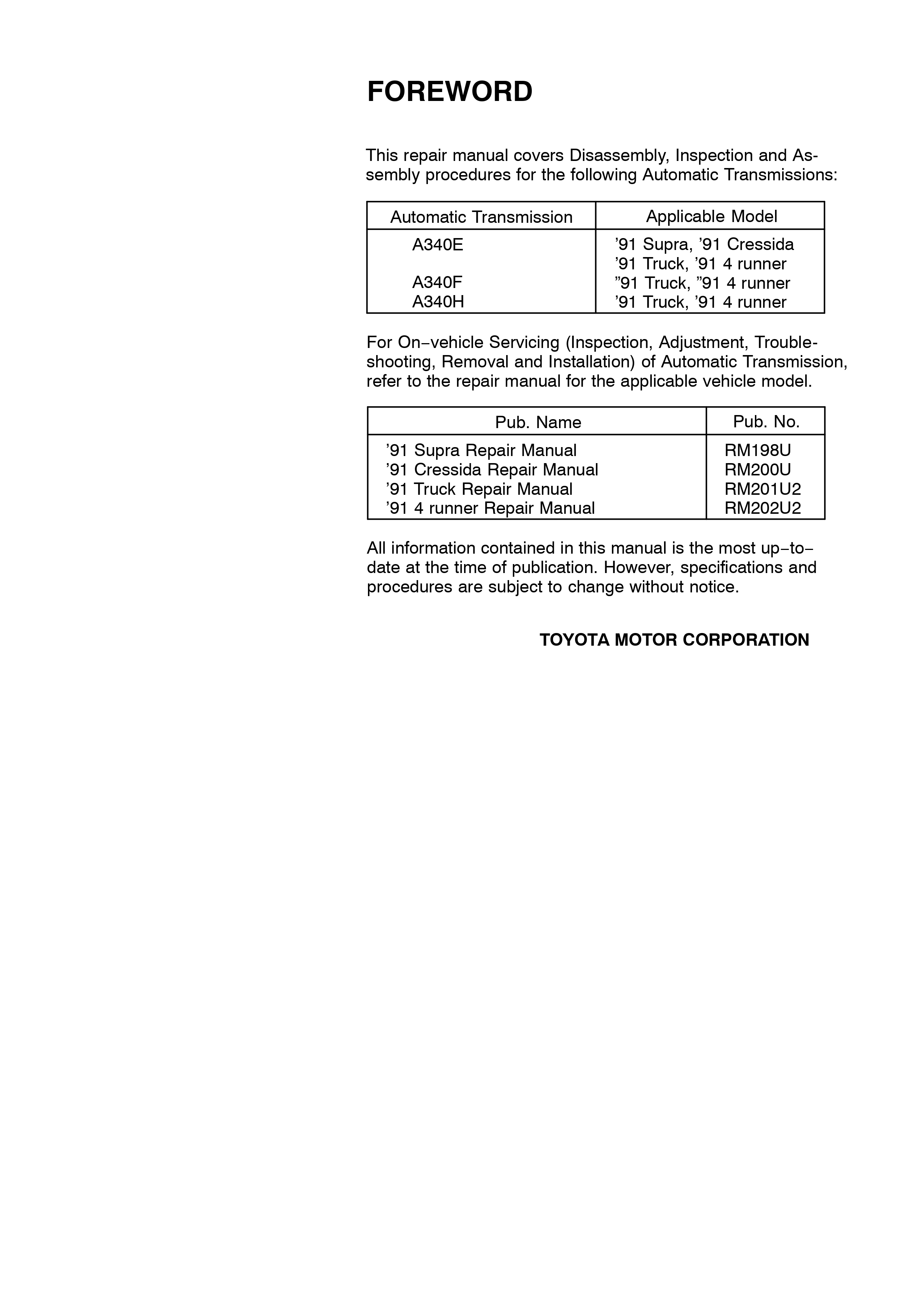 A340 Series Repair Manual